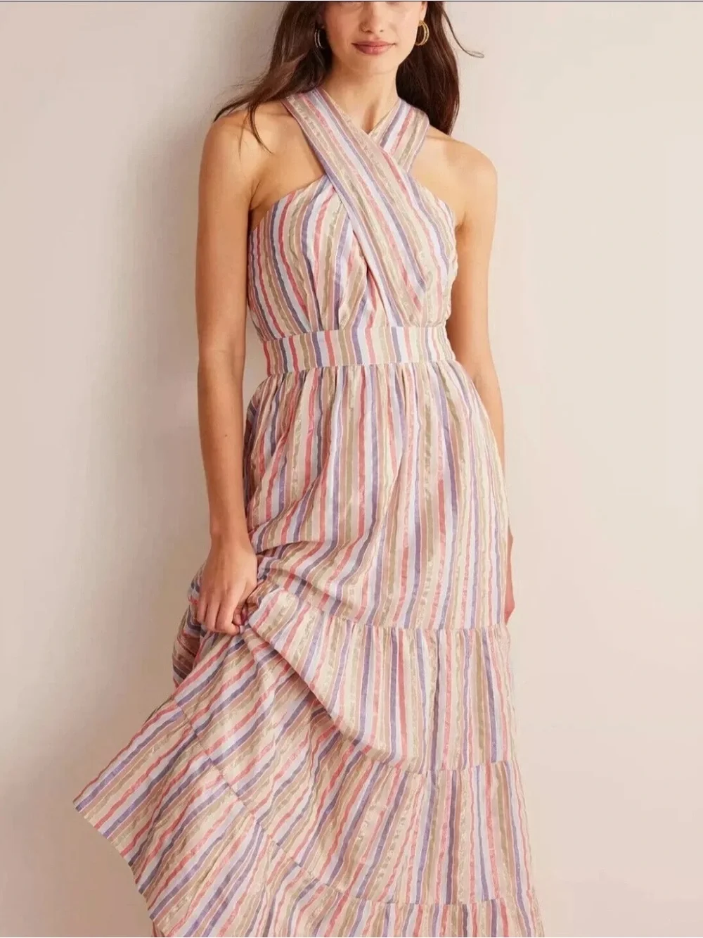 Boden metallic stripe maxi dress size 4 nwt style D0638
